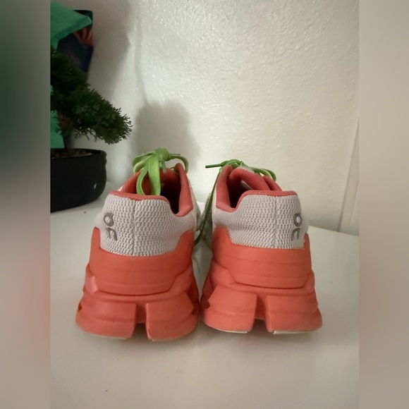 On cloudflyer Women's Sneakers in White, Gray, and Coral - Picture 4 of 7